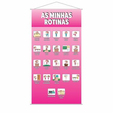 Imagem de Banner Pedagógico Minhas Rotinas para Menina 120x65cm