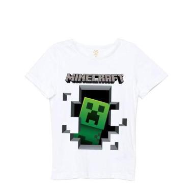 Imagem de Roupa De Criança Minecraft Camiseta Infantil Branca - Eb