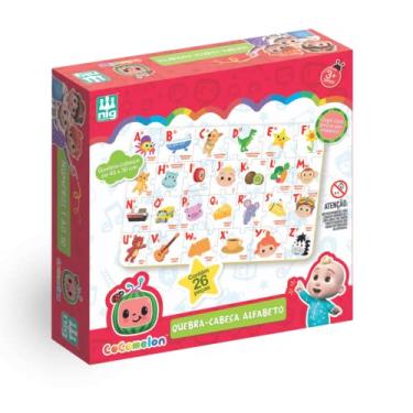 Imagem de Quebra Cabeça Alfabeto CoComelon Madeira, Nig Brinquedos, Modelo: 0510, Cor: Multicor
