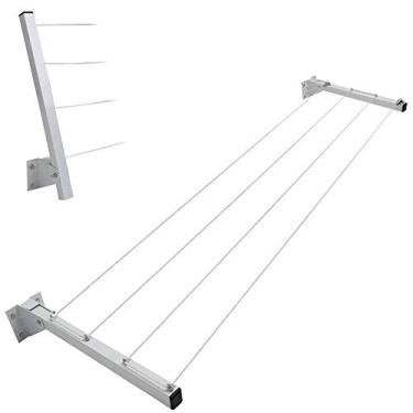 Imagem de Supercol Varal de Parede Muro Dobrável Retrátil Recolhível 20m de Corda Poliester Reforçado Suporte 50kg Beltempo