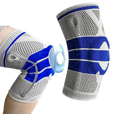Imagem de Joelheira Ortopedica Gel Silicone Compressao Suporte Joelho Apoio Patela Ajustavel Flexivel Circulaçao Ciclismo Futebol Pernas Corrida Esporte Musculo