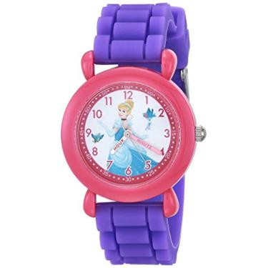 Imagem de Disney Relógio de Quartzo Analógico Princesa Meninas com Pulseira de Silicone, Roxo, 16 (Modelo: WDS000869)