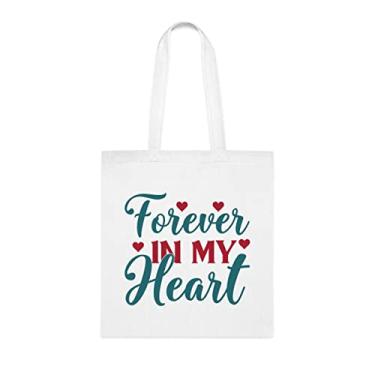 Imagem de Sacola Forever In My Heart, presente divertido, bolsa de ombro, bolsas reutilizáveis, cesta de Natal de aniversário, ideia de presente, Branco