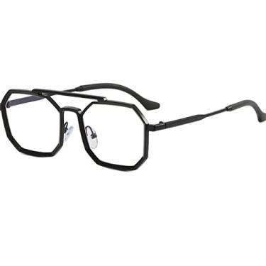 Imagem de Óculos de Sol Polygon Masculino Vintage Masculino Óculos de Sol Retro Mostrando Rosto Óculos Pequenos Óculos Retângulo Gafas De Sol Mujer,PretoT,A