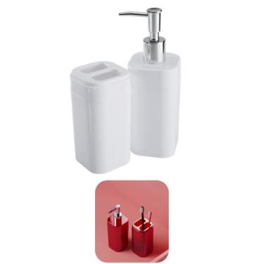 Imagem de Conjunto Porta Escovas + Dispenser Sabonete Líquido Banheiro Splash Br