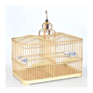 Imagem de KIZQYN Gaiolas A gaiola é feita de madeira com gaiola quadrada pura feita à mão e gaiola de pássaro de acácia vermelha (cor: cor primária)
