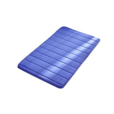 Imagem de SHENGANG Tapete de banho antiderrapante para banheiro, banheiro, chuveiro, capacho, espuma de memória, tapete de chão absorvente para casa, azul, 40x60 cm