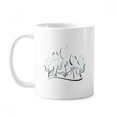 Imagem de Flor planta pintada à mão caneca tulipa cerâmica xícara de café porcelana louça