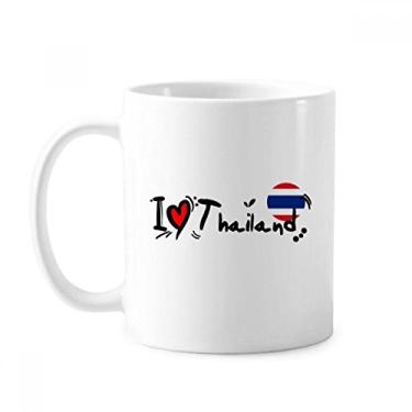 Imagem de I Love Thailand Word Flag Love Heart Illustration Mug Cerâmica Coffee Porcelain Cup Tableware