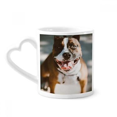 Imagem de Caneca com imagem assustadora de animal de estimação Bulldog Caneca de café cerâmica copo de coração de vidro
