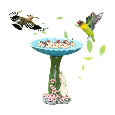 Imagem de sillervan jardim animal pássaro banho estatueta alimentador pássaros, estátua decorativa jardim alimentador água pássaro escultura para quintal gramado decoração casa presente respeitável