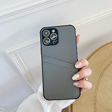Imagem de Capa de telefone fina e bonita plug-in de cor sólida para iPhone 14 13 12 11 Pro Max XR XS X 7 8 Plus SE Mini capa de telefone multifuncional à prova de queda, cinza, para iPhone X
