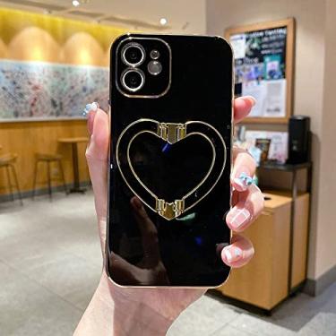 Imagem de Capa de telefone de metal bonito coração banhado a ouro para iphone 14 12 pro max mini 11 13 pro x xs xr 6 s 7 8 plus se capa, l24a23, preto, para 12 mini 5.4