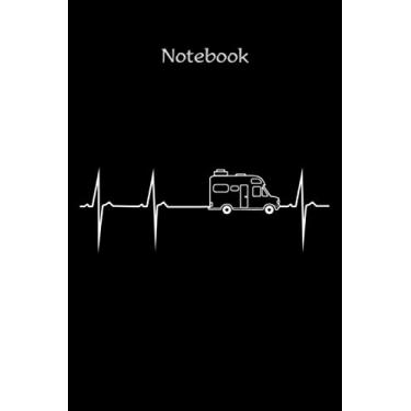 Imagem de Notebook, daybook, diary, notepad, jotter, pocketbook with heart rate design „My heart beats for motorhomes“: Camping notebook with 120 pages, lined - For motorhome camping fans