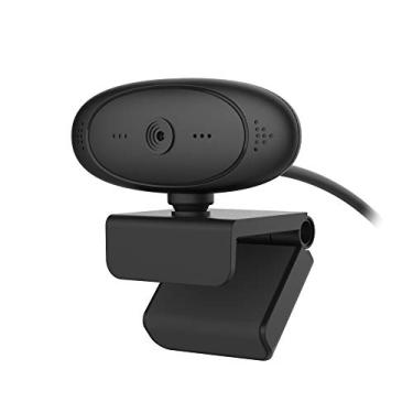 Imagem de Webcam 1080P com microfone, câmera USB para webcam, webcam de streaming HD para desktop e laptop PC com microfone base rotativo de 360 graus (Black)