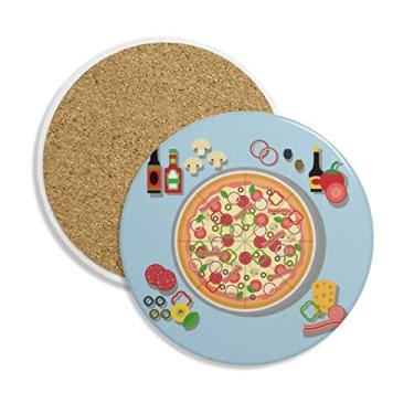 Imagem de Caneca sortida de pizza Itália Tomate Foods Porta-copos Caneca de proteção de mesa Pedra absorvente