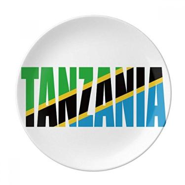 Imagem de Placa de nome da bandeira do país da Tanzânia Decorativa de Porcelana Salver Prato de jantar