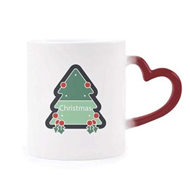 Imagem de Caneca sensível ao calor com ícone de desenho animado de Natal Caneca vermelha em grés que muda de cor