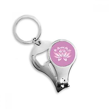 Imagem de Chaveiro de flor de lótus flor rosa padrão cortador de unhas chaveiro abridor de garrafa