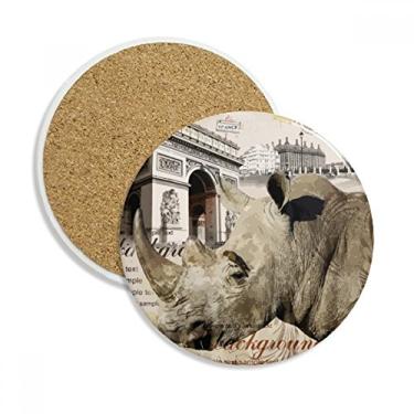 Imagem de Caneca porta-copos francesa Paris estilo europeu com proteção de mesa, pedra absorvente