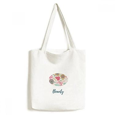 Imagem de Sacola de lona com flores pintadas e pintura de plantas bolsa de compras casual bolsa de mão