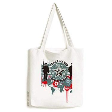 Imagem de Starry War Bolsa de lona com estampa de grafite e estampa de paz, bolsa de compras casual