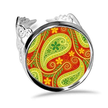 Imagem de DIYthinker Anel de noivado ajustável com estampa de folhas coloridas e tecido de repetição