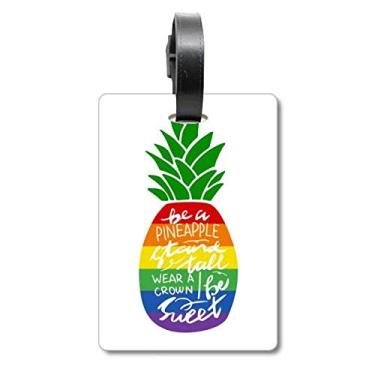 Imagem de Abacaxi, arco-íris, citação, bandeira LGBT, bolsa de viagem, etiqueta para cartão de bagagem