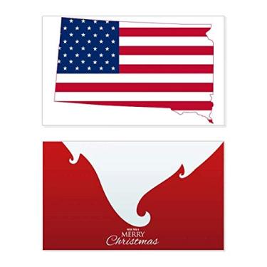 Imagem de Dakota do Sul dos EUA Mapa Estrelas Listras Bandeira Formato Feriado Feliz Natal Cartão de Parabéns Mensagem de Letras de Natal