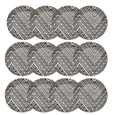 Imagem de Jogo 12 Prato de Sobremesa em Fibra de Bambu 20cm Material Ecologico Estampado Desenho Etnico