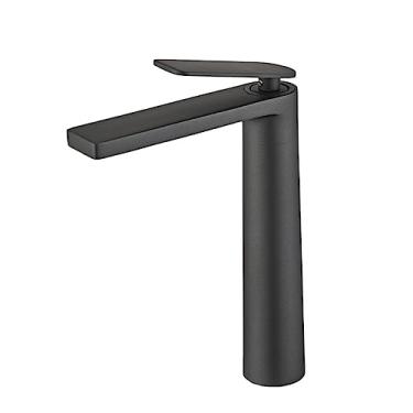 Imagem de Torneiras de banheiro Torneira de latão Torneira de lavatório preto/branco Misturador de pia de banheiro Lavatórios Misturador de lavatório,b cinza alto