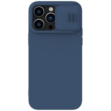Imagem de PuRoxx Capa fina para iPhone 15 Pro Max/15 Plus/15 Pro/15, capa de lente de câmera deslizante, capa de silicone líquido, antiderrapante, anti-impressão digital, capa de telefone com proteção contra quedas, azul1,15Pro