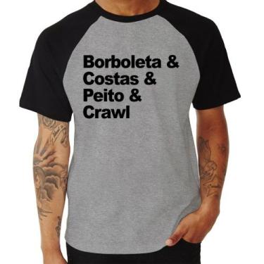 Imagem de Camiseta Raglan Borboleta & Costas & Peito & Crawl - Foca Na Moda