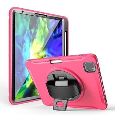 Imagem de QYiD Capa para iPad Pro 11 2020 e 2018 [Suporte Apple Pencil 2 Charging] Capa protetora robusta com protetor de tela e suporte rotativo para iPad Pro 11 2ª Geração/Pro 11 1ª geração (rosa choque)