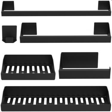 Imagem de Kit Acessórios Para Banheiro Preto 6 Peças Master Slim DF - HomeDecor