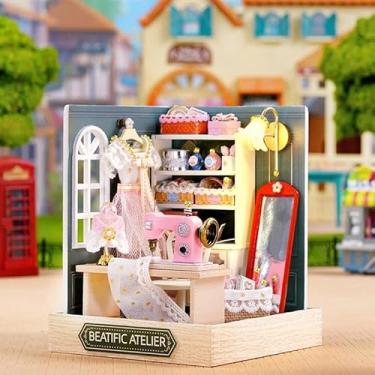 Imagem de Miniaturas De Casa De Bonecas De Madeira | Kit de casa de bonecas em miniatura DIY com móveis, Kit De Casa DIY Com Capa (Ateliê de Costura)