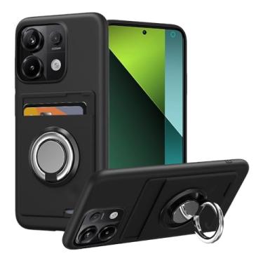 Imagem de Kaotengwo Capa para celular Redmi Note 13 Pro 5G com protetor de tela de vidro temperado, suporte de cartão com suporte de anel para capa Redmi Note 13 Pro 5G - preta
