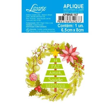 Imagem de Aplique de MDF e Papel Natal - Árvore e Guirlanda - APMN8-167 - Litoar