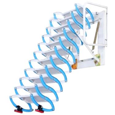 Imagem de Escada montada na parede Puxe a escada do sótão escada para casa com instruções de instalação azul branco