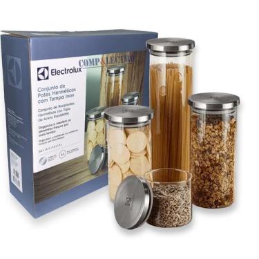 Imagem de Kit C/ 4 Potes Vidro Porta Mantimentos Herméticos Electrolux