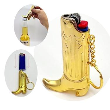 Imagem de Estojo de isqueiro para botas de cowboy e abridor de garrafas para HMC Ouro, Prata, Cobre Antigo Estilo Vintage (Ouro)