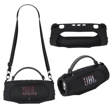 Imagem de Capa de silicone compatível com alto-falante Bluetooth portátil JBL Charge 6, capa protetora portátil com alça de ombro, acessórios para alto-falante Bluetooth JBL Charge 6 (preto)