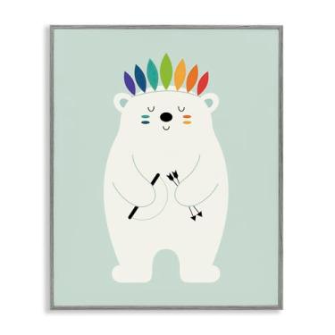 Imagem de Stupell Industries Urso com arco e flechas cinza emoldurado giclée design de arte por Andy Westface, 40 x 50