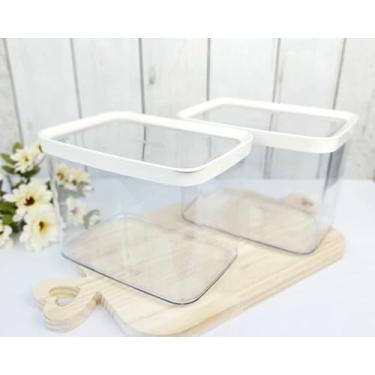 Imagem de Potes Herméticos Empilháveis para Mantimentos, 4000ml e 2500ml, Acrílico (Branco)