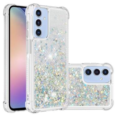 Imagem de Capa de telefone areia movediça com brilho líquido dinâmico para samsung galaxy a05 a05s 4g a15 5g capa de silicone, prata, para galaxy a15 5g