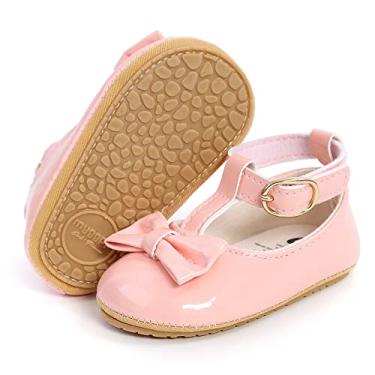 Imagem de HsdsBebe Sapatos para bebês meninas Mary Jane Flats Bow Antiderrapante Sola macia Princesa Primeiros Andadores Sapatos de casamento, G/rosa, 6-12 Months Infant