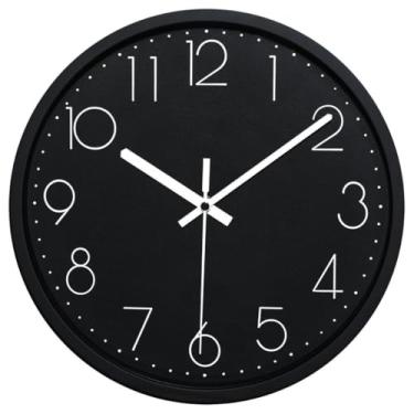 Imagem de Relógio de Parede Decorativo Redondo Black Preto 30cm Moderno Grande Decoração Casa Sala Cozinha