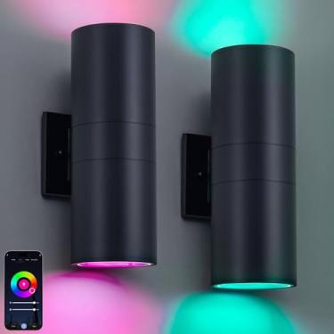 Imagem de Nigaut Luzes de parede externas inteligentes, iluminação externa/interior de 30 W compatível com Alexa, luzes IP65 à prova d'água para cima e para baixo para varanda e jardim, Wi-Fi de 2,4 GHz e