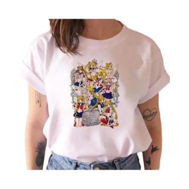 Imagem de Camiseta Feminina Estilo Harajuku Anos 90 Com Estampa De Gato Kawaii, 