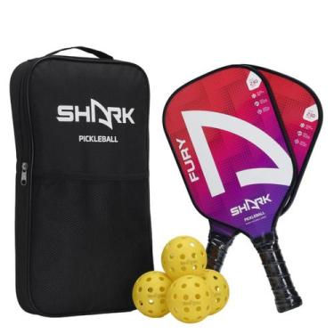 Imagem de Kit Pickleball Shark com 2 Raquetes e 4 Bolas